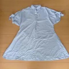 ライトブルー 半袖シャツワンピース M-Lサイズ
