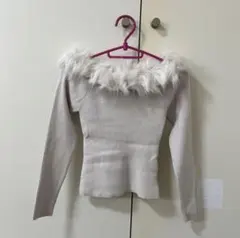 【美品】GRL グレイル ファーオフショルダーニットトップス 【an1271】
