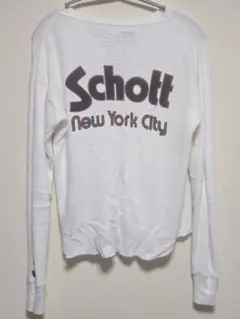Schott ロンT 白 バックロゴ 長袖Tシャツ カットソーのサムネイル