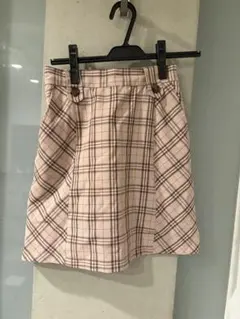 Heather リバーシブル ブラウン チェック柄 ミニスカート Sサイズ　台形