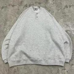 Lee　USA製　ヘンリーネック　無地　ブランクスウェット　古着　杢グレー　XL