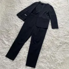 美品9&11号【ANCHORWOMANノーカラーJKパンツスーツ】洗濯