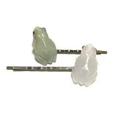 色が変わる蛙のレジンヘアピン 2個セット｜UV＆サーモチェンジ