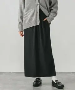 細プリーツIラインスカート　レギュラー　ブラック　グローバルワーク　253496