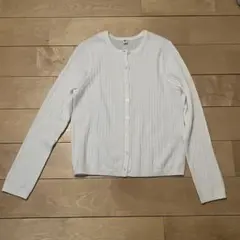 メリノリブクルーネックニット　ユニクロ　カーディガン　ホワイト