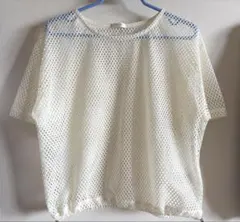 半袖Tシャツ　カットソー　メッシュ パンチング　ホワイト Mサイズのサムネイル