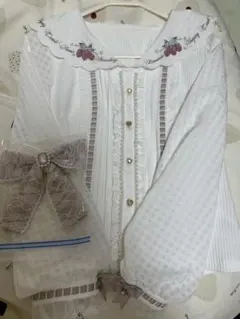 LIZ LISA ストロベリー刺繍セーラーリブブラウス ピンクのサムネイル