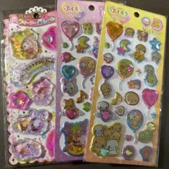 ウォーターシール　ぷくキラ　フワフワらびちゃん　なっとうちゃん　2枚セット