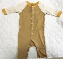 美品　UNIQLO ベージュ・ホワイトロンパース 80