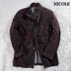 ニコルクラブフォーメン フロッキー加工 デニムジャケット 46 ブラック Y2K