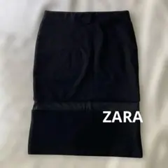 ZARA ザラ　スカート　透かし　モノトーン　ブラック　ウエストゴムのサムネイル