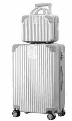 シルバー ポールボックス 親子スーツケース キャリーケース 2点セット