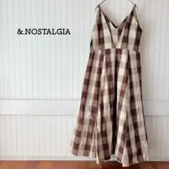 アンドドット キャミソールワンピ マキシ ロング 茶 チェック M レイヤード