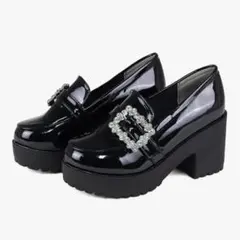 即発送 LOVEHUNTER 厚底 ビジュー バックル ローファー　SS