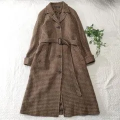 ラルフローレン　ツイードコートダブルジャケット　ウール100　ベルト付き11号 美品 ポロ・ラルフローレン テーラードジャケット ロングビル