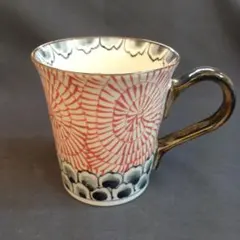 特価品、波佐見焼、花弁蛸唐草【赤】 マグカップ