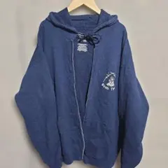 【バックプリント】GILDAN ジップパーカー L 紺 焚き火 キャンプのサムネイル