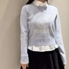 極美品✨スナイデル シャツドッキングジャガードニットプルオーバー ライトブルー