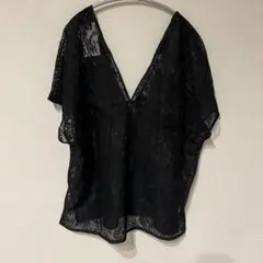 LEPSIM 2WAYレースブラウス 半袖 ブラック Fのサムネイル