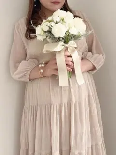 【夏婚✴︎used sale】ホワイトローズブーケ＋ブートニアセット