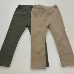 カーキ・ベージュ ストレッチパンツ 2点セット