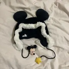 ミッキーマウス耳付きフリース帽子