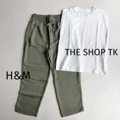 ☆コーデ売り☆ホワイトノースリーブTシャツとイージーパンツ　テーパード