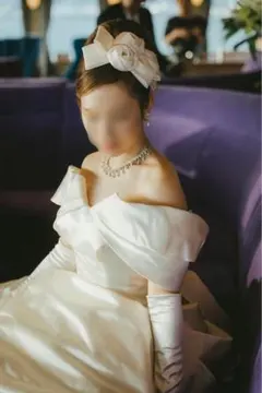 アイボリー リボン型ヘアアクセサリー