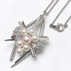 MIKIMOTO✨ミキモト パール　ネックレス　7珠 シルバー