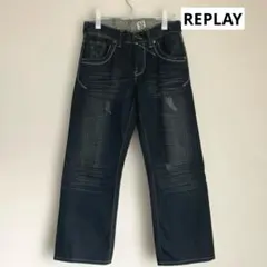 REPLAY 刺繍ポケットダメージデニム