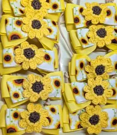 犬用　トリミング　チョーカー かぎ針で編んだひまわり