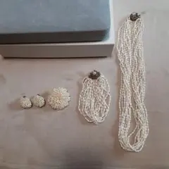 裕*様 値下げ【ケース・箱付き】淡水パール 　10連ネックレス　アクセサリーセッ