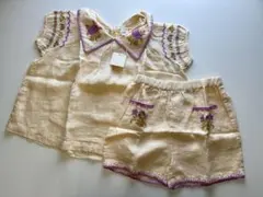 Apolina 刺繍トップスボトムスセット9-11y