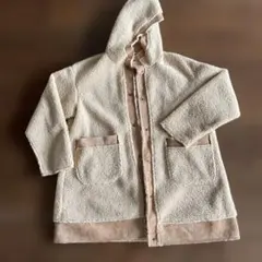 フード付きキャメルボアジャケット