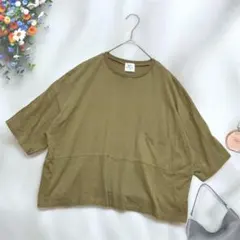 《coen》 クロップドTシャツ M オリーブグリーン オーバーサイズ パイル