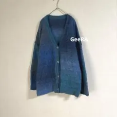 GeeRA マーブル カラー ニット カーディガン グラデーション ブルー 青のサムネイル