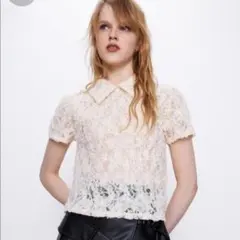 【美品】ZARA 半袖レース　トップス