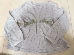 アプレレクール　ウエストリボンワッフルTシャツ　ベージュ　花柄110