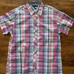 マルチカラー チェック柄 半袖シャツ