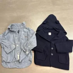 baby GAP くまカーディガン12-18ヶ月 ネイビーシャツセット18-24