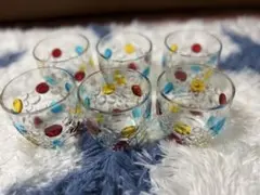 カラフルドット模様のガラスグラス6個セット
