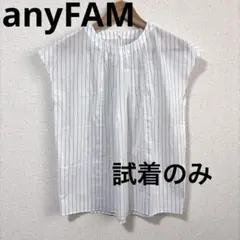 【極美品】any FAM オンワード樫山 ストライプブラウス フレンチスリーブのサムネイル
