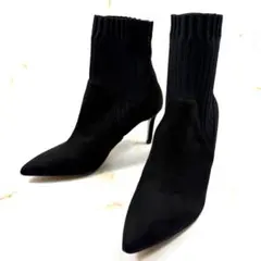 美品❣️ZARA ザラ ソックスブーツ ニット ピンヒール 黒 36 23