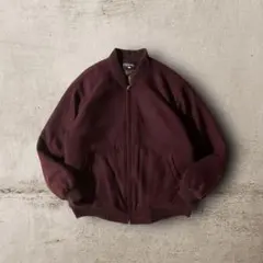 vintageウール調ボンバージャケット裏地ペイズリー柄ブルゾン バーガンディL