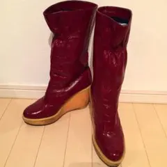 大セール！！セレクトショップ購入品☆エナメルウエッジソールブーツ定価3万円します