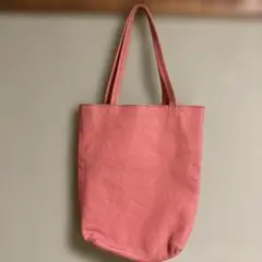 ピンク 本革トートバッグ 青色裏地付き
