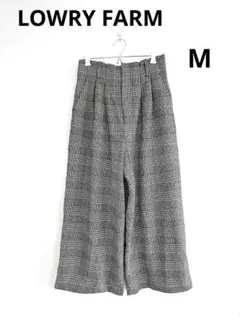 LOWRYS FARM ハイウエスト2タック ワイドパンツ チェック