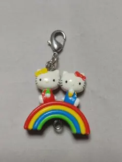ハローキティ　虹　キティ&ミミィ　マスコット