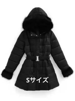GRL ベルト付きファーAラインダウンコート