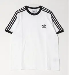 adidas ホワイト ストライプ Tシャツ